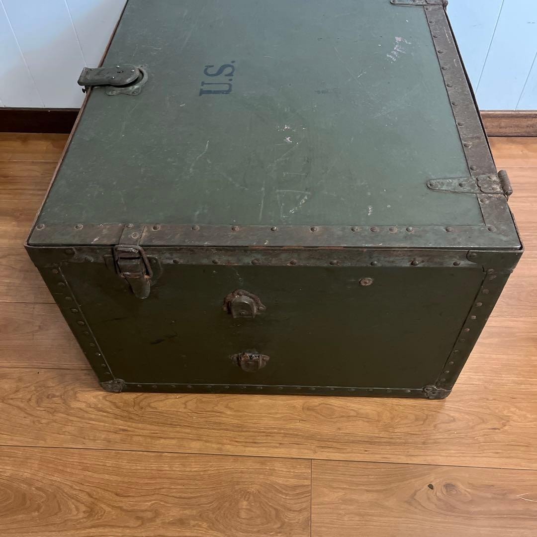 米軍　実物　US 木製　トランク　特大　送料無料