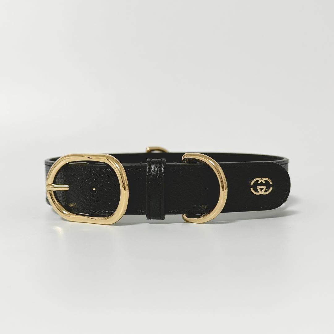 【未使用品級】グッチ インターロッキング ペット 首輪 レザー 付属品多数