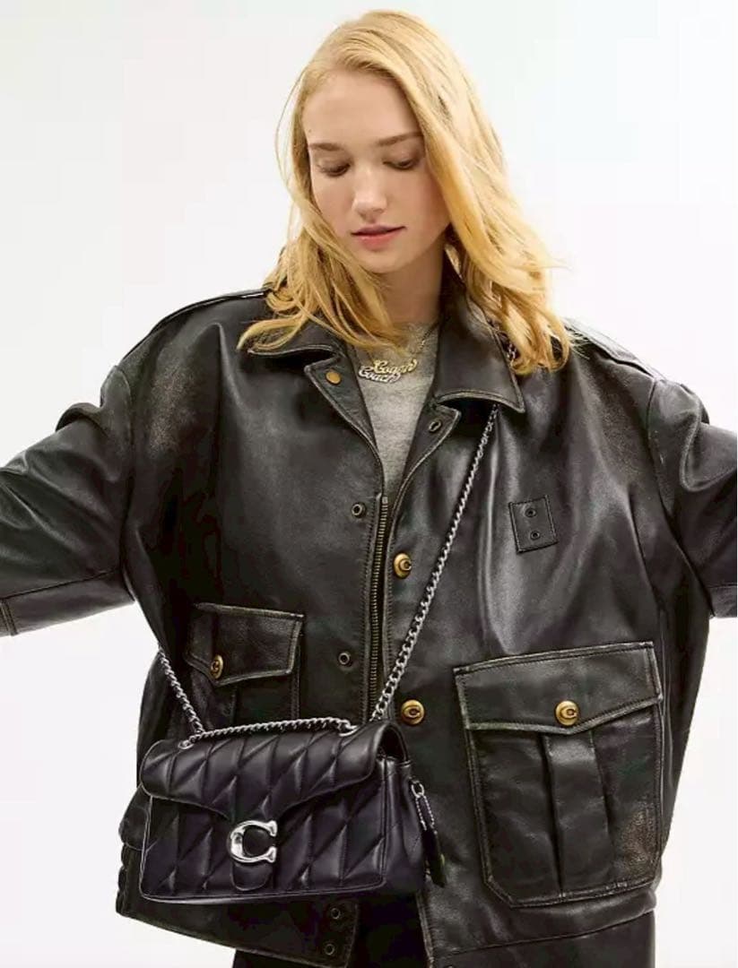 COACH コーチ cp150 タビー ショルダー26 黒　Cマークシルバー色