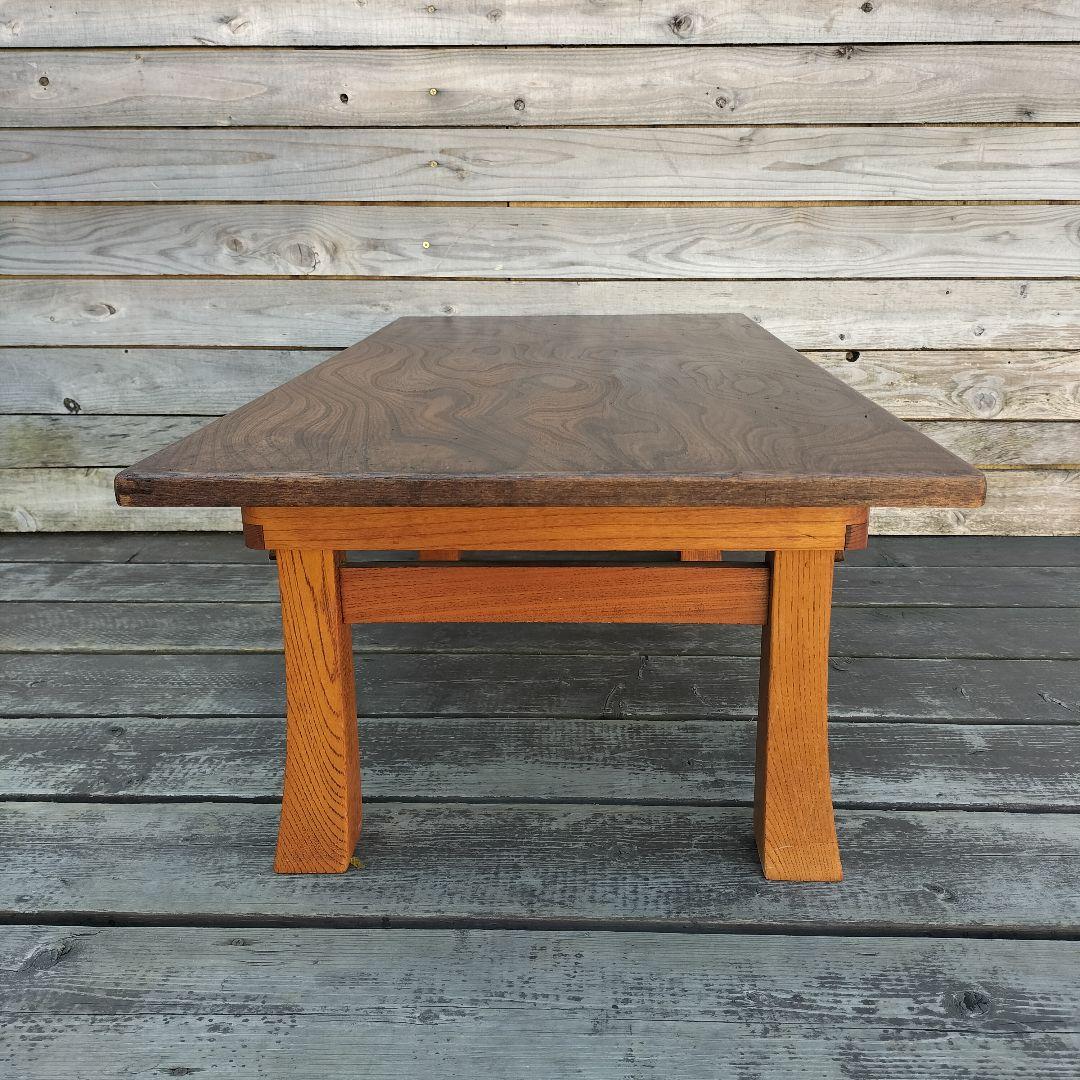 M♦アンティーク　欅　二月堂　折り畳みコーヒーテーブル　センターテーブル