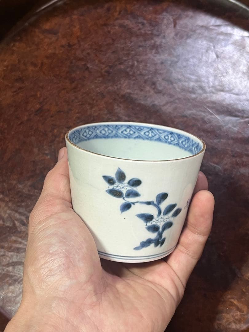 古伊万里　蕎麦猪口　あじさい　鶯　ウグイス　梅　雀　雲雀　紫陽花　民芸　民藝