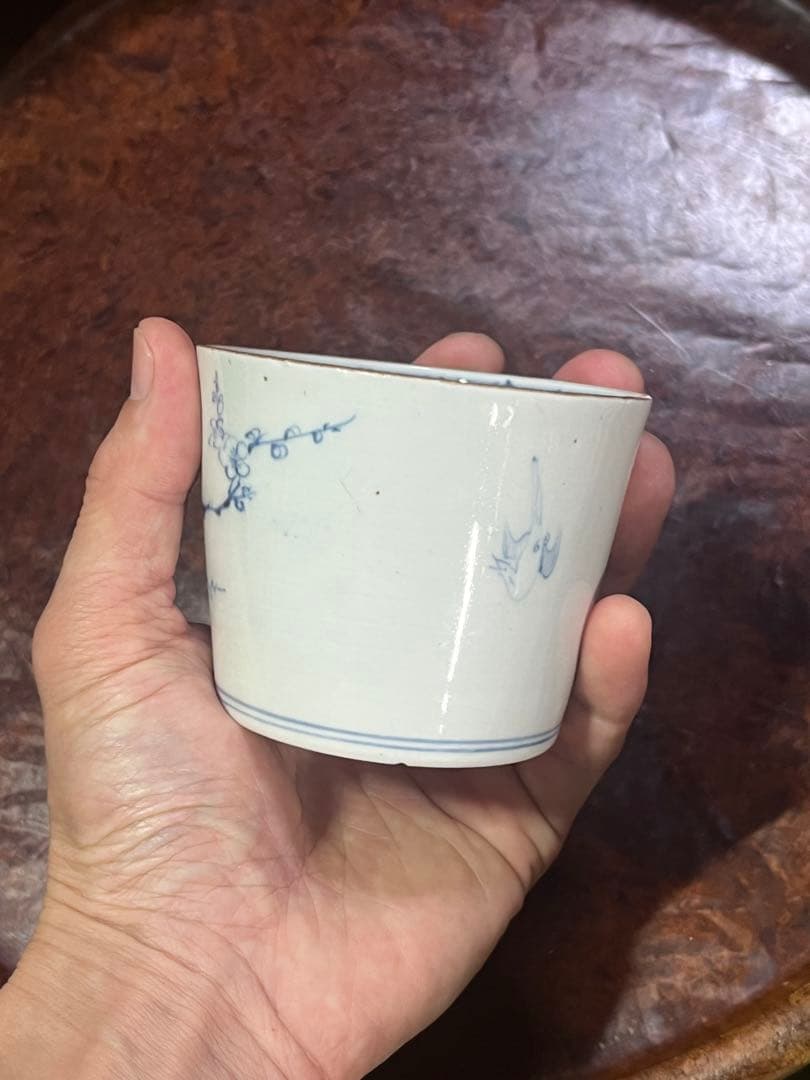 古伊万里　蕎麦猪口　あじさい　鶯　ウグイス　梅　雀　雲雀　紫陽花　民芸　民藝