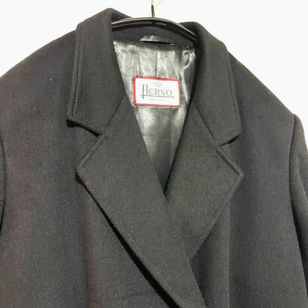 美品ヘルノ ダブルチェスター ロングコート　カシミヤ シルクスカーフ herno