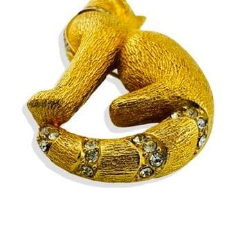 ディオール Dior キャットモチーフ ブローチ　猫 回転ピン ラインストーン