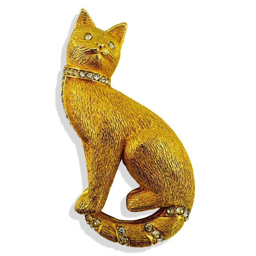 ディオール Dior キャットモチーフ ブローチ　猫 回転ピン ラインストーン