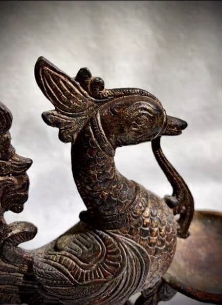 銅器 仏教 フェニックス燭台古美術 コレクション品 銅製 工芸品 彫刻装飾品置物
