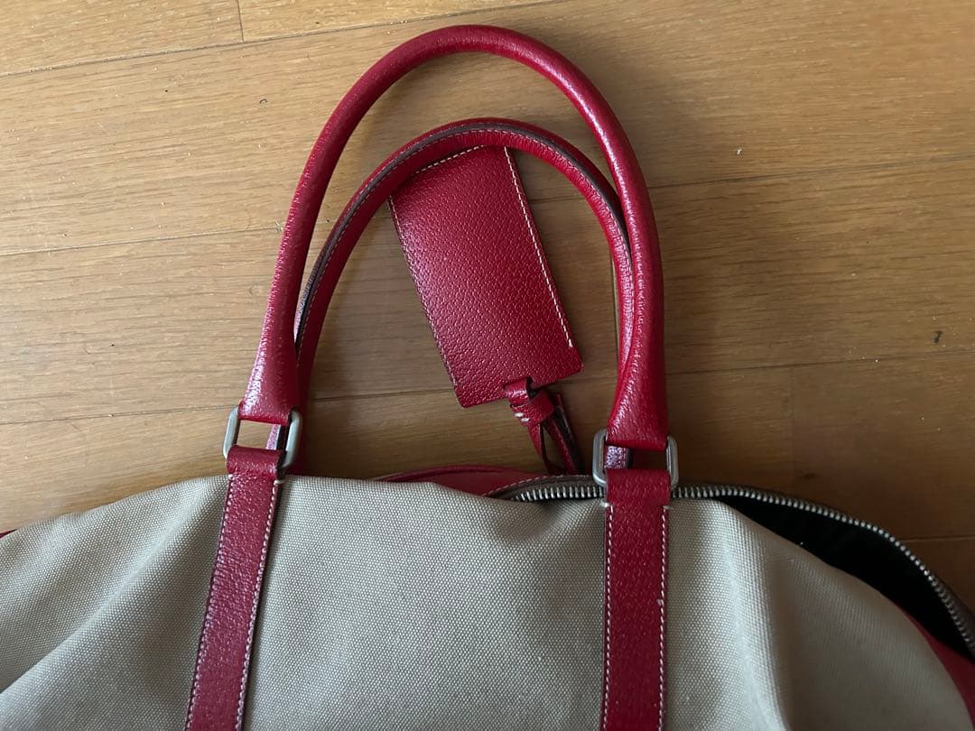 V*e様 PRADA ボストンバッグ ベージュ/赤 約70cm