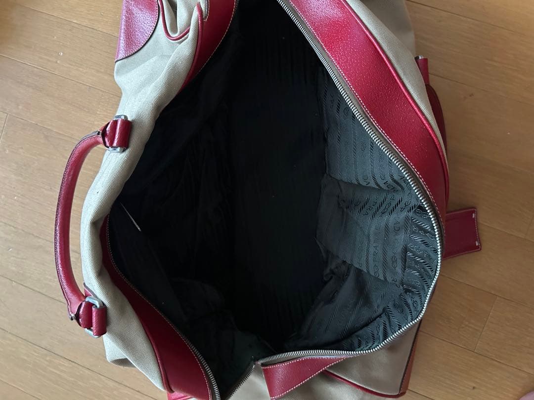 V*e様 PRADA ボストンバッグ ベージュ/赤 約70cm