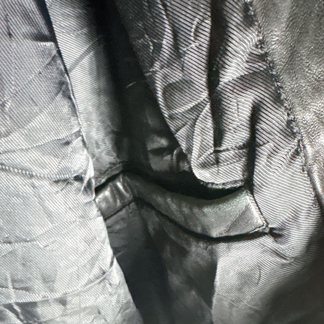 ラムレザージャケット スウィングトップ XL相当 ブラック 本革 古着