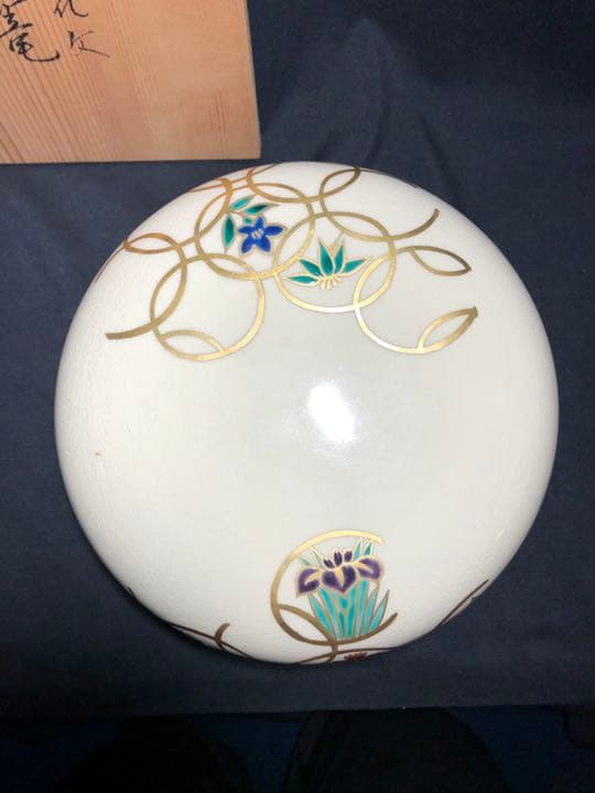 【茶道具】鳴滝窯城岳造 絵七宝茶花紋食篭 菓子器103