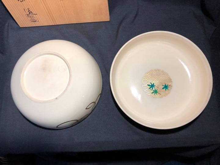 【茶道具】鳴滝窯城岳造 絵七宝茶花紋食篭 菓子器103