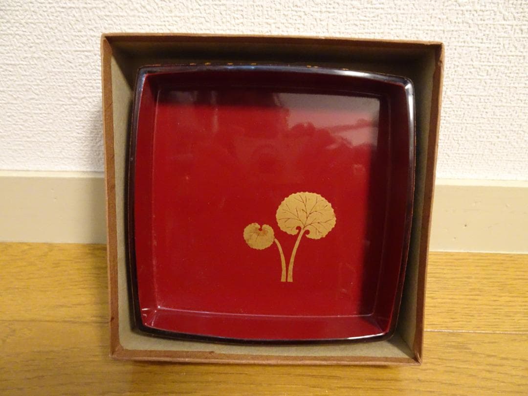 桜皮細工 長盆（欅材の桜皮貝入鉄仙）＆　桜皮細工角鉢　2個セットno-10