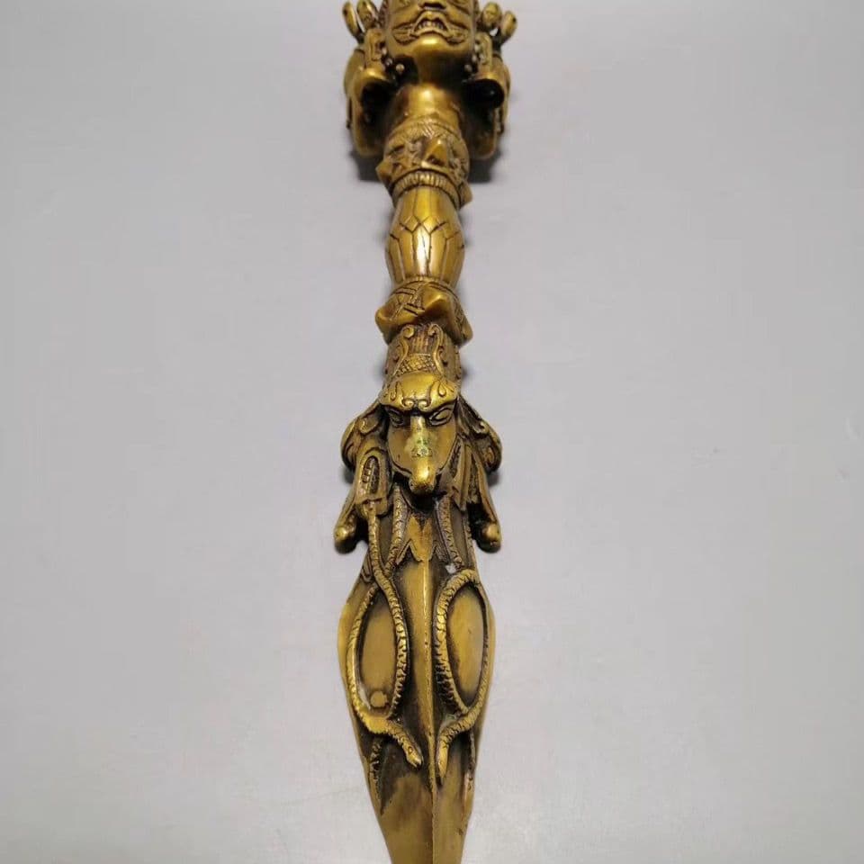 仏教美術 法器 馬頭明王三面普巴杵 降魔杵 辟邪 開運 風水招財 置物工芸品