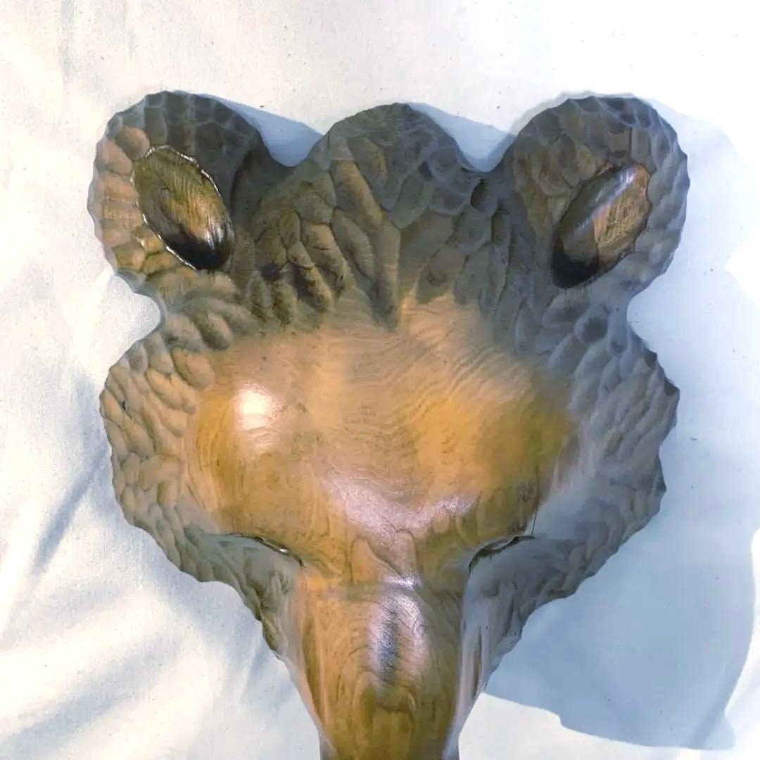 木彫り 熊 縦横約27cm 補修跡あり