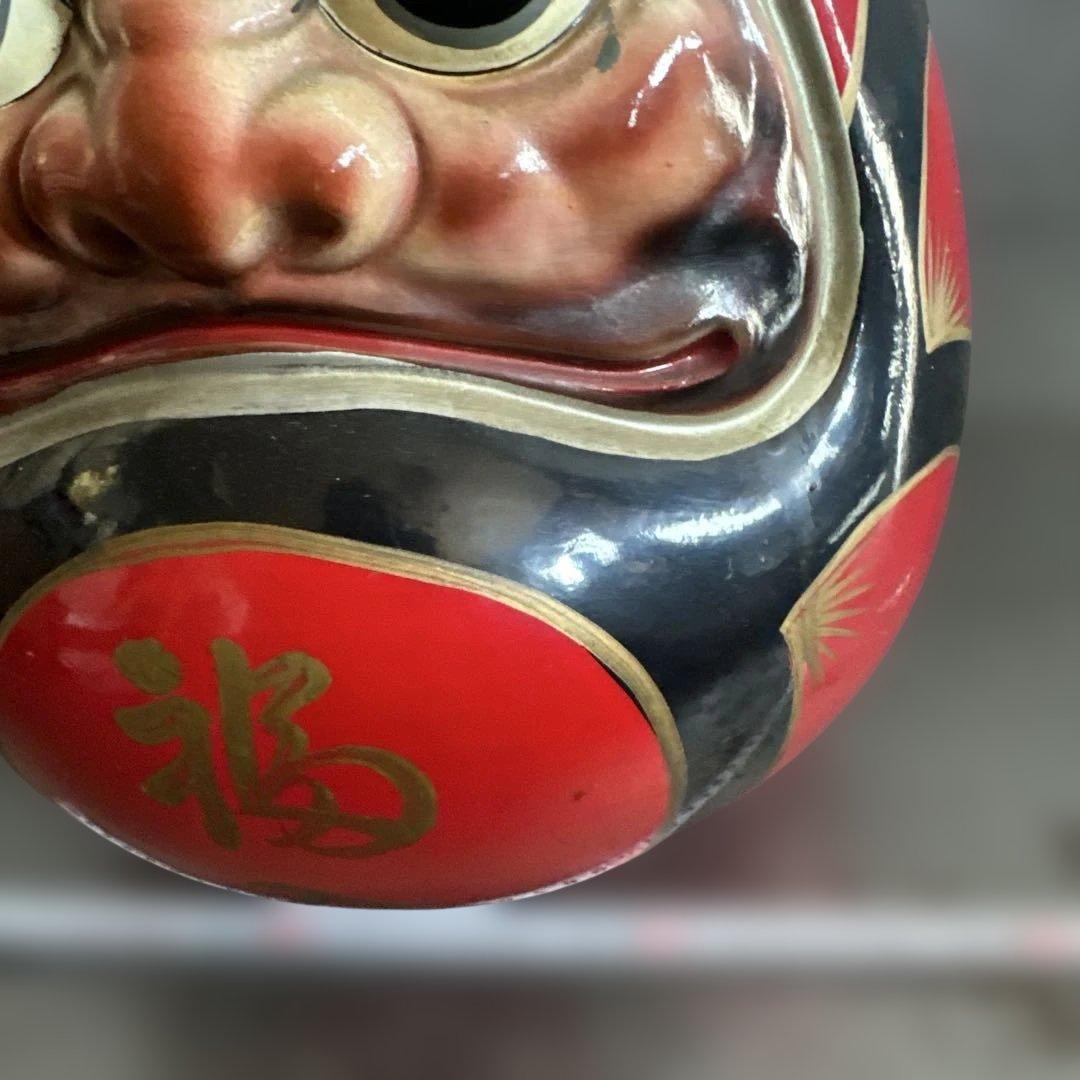 ヴィンテージ希少品‼️陶器ダルマ貯金箱　赤色の達磨 置物