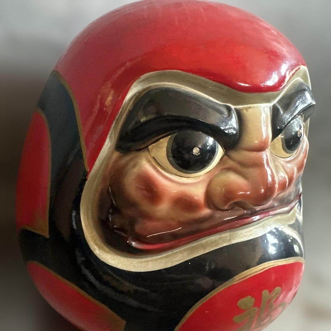 ヴィンテージ希少品‼️陶器ダルマ貯金箱　赤色の達磨 置物