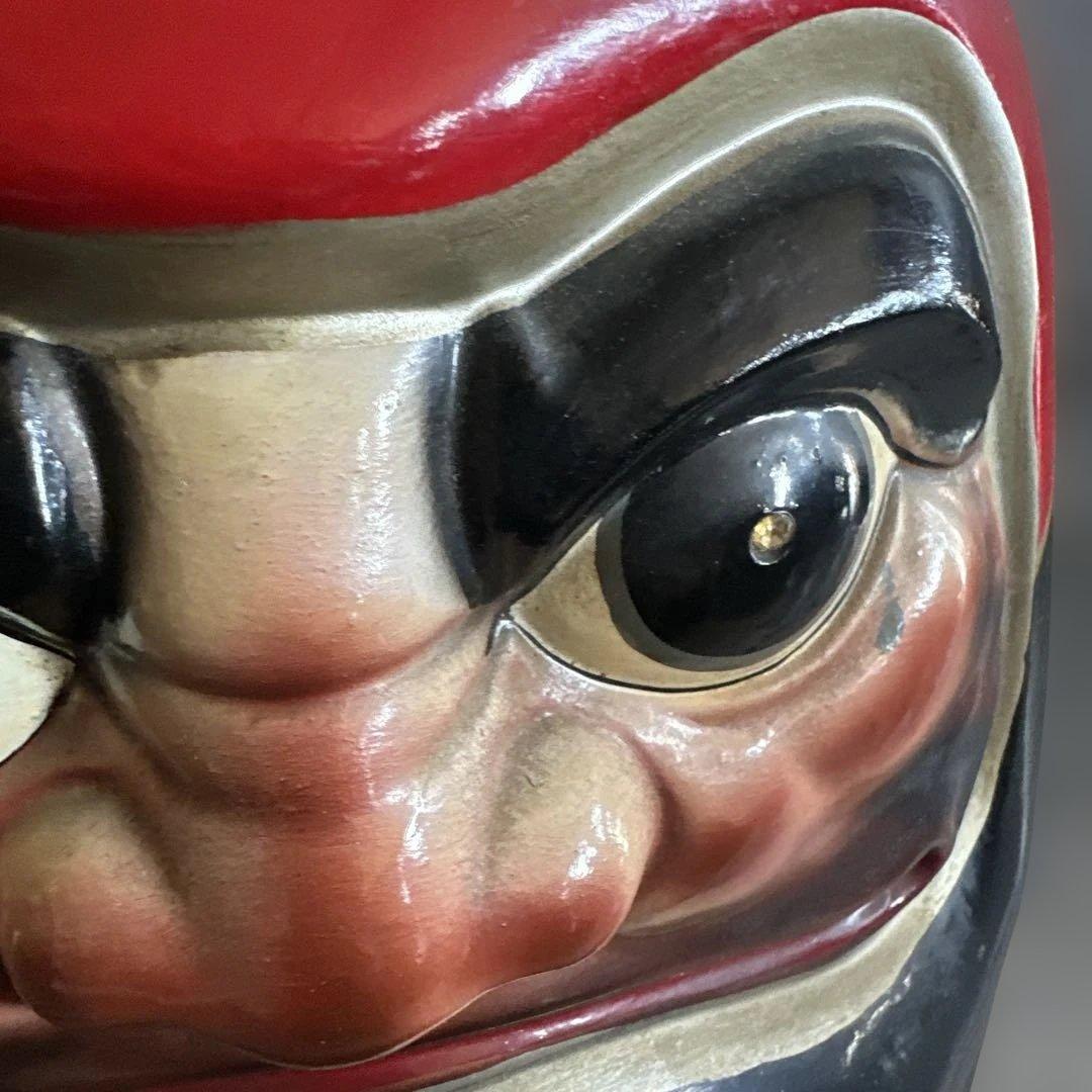 ヴィンテージ希少品‼️陶器ダルマ貯金箱　赤色の達磨 置物