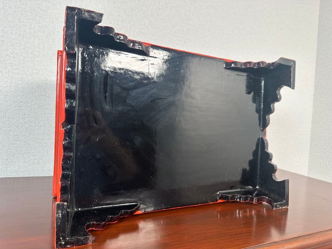 ミャンマー アンティーク 漆器 蒟醤 キンマ 細密画 入れ子 収納箱※31※