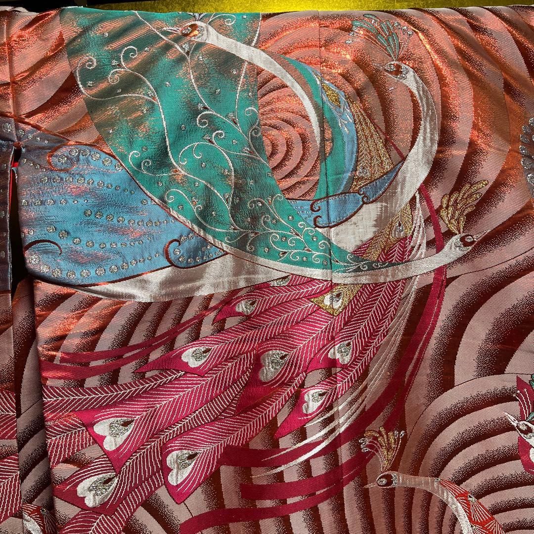 打掛　色打掛　正絹　西陣織　孔雀