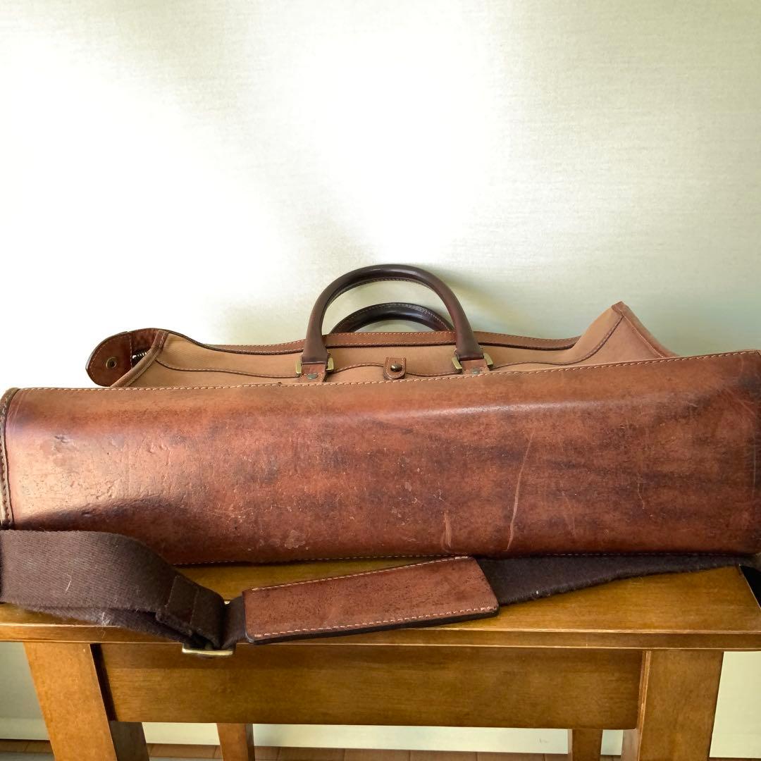 BEAMS FビームスFオリジナル ブリーフケース ブラウン キャンバス×レザー