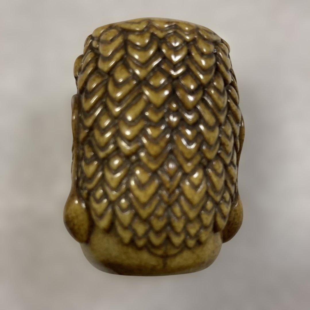 骨製　鬼面彫刻　置物　根付