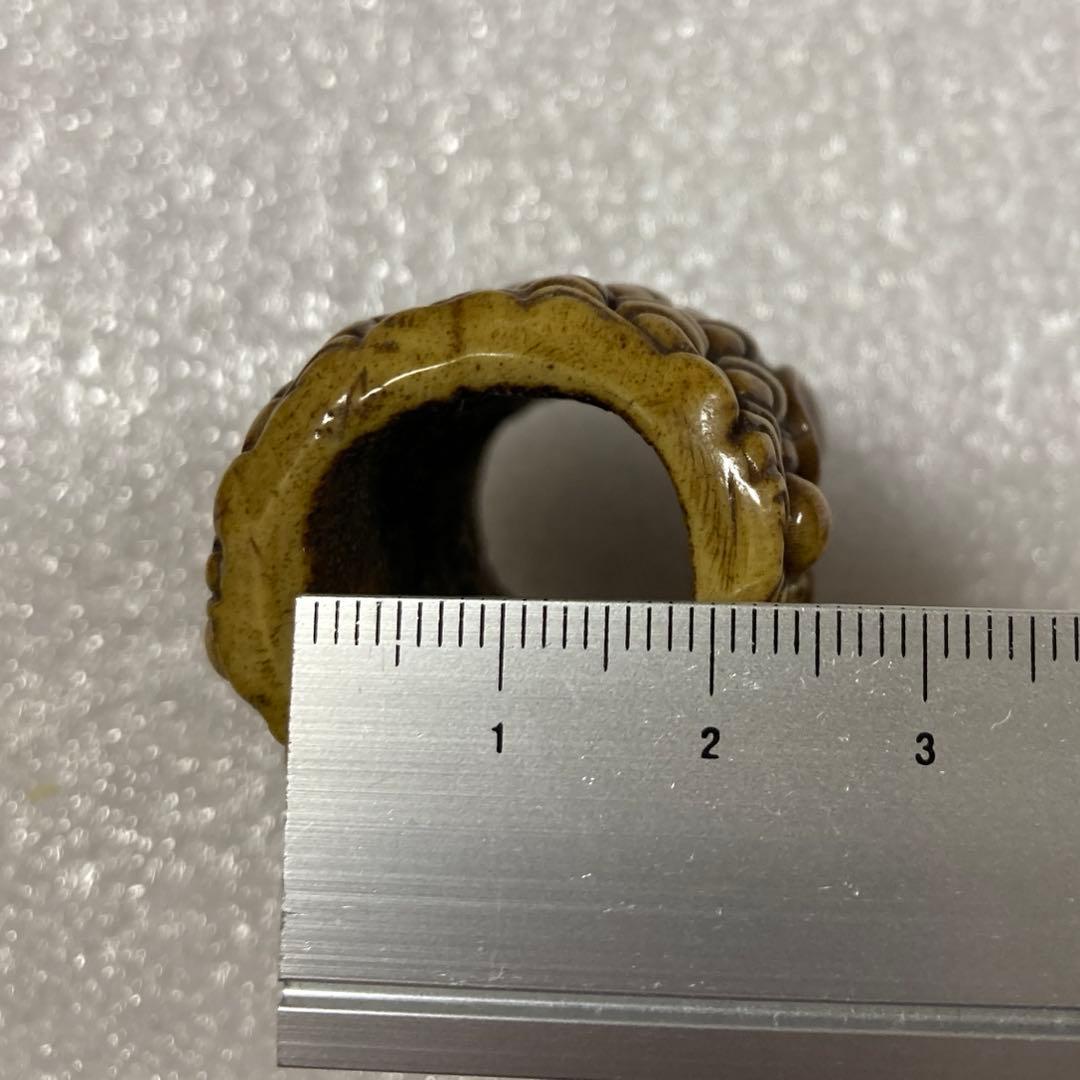 骨製　鬼面彫刻　置物　根付