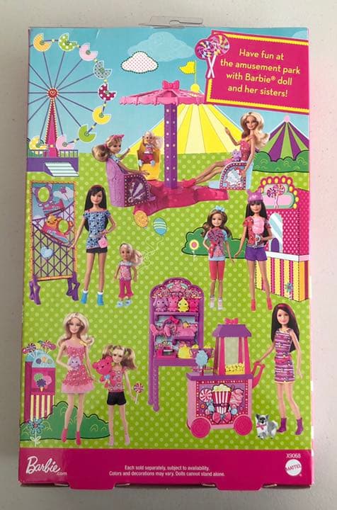 新品。アメリカで購入、バービー人形。姉妹で遊園地2012年。かわいい綺麗❤️