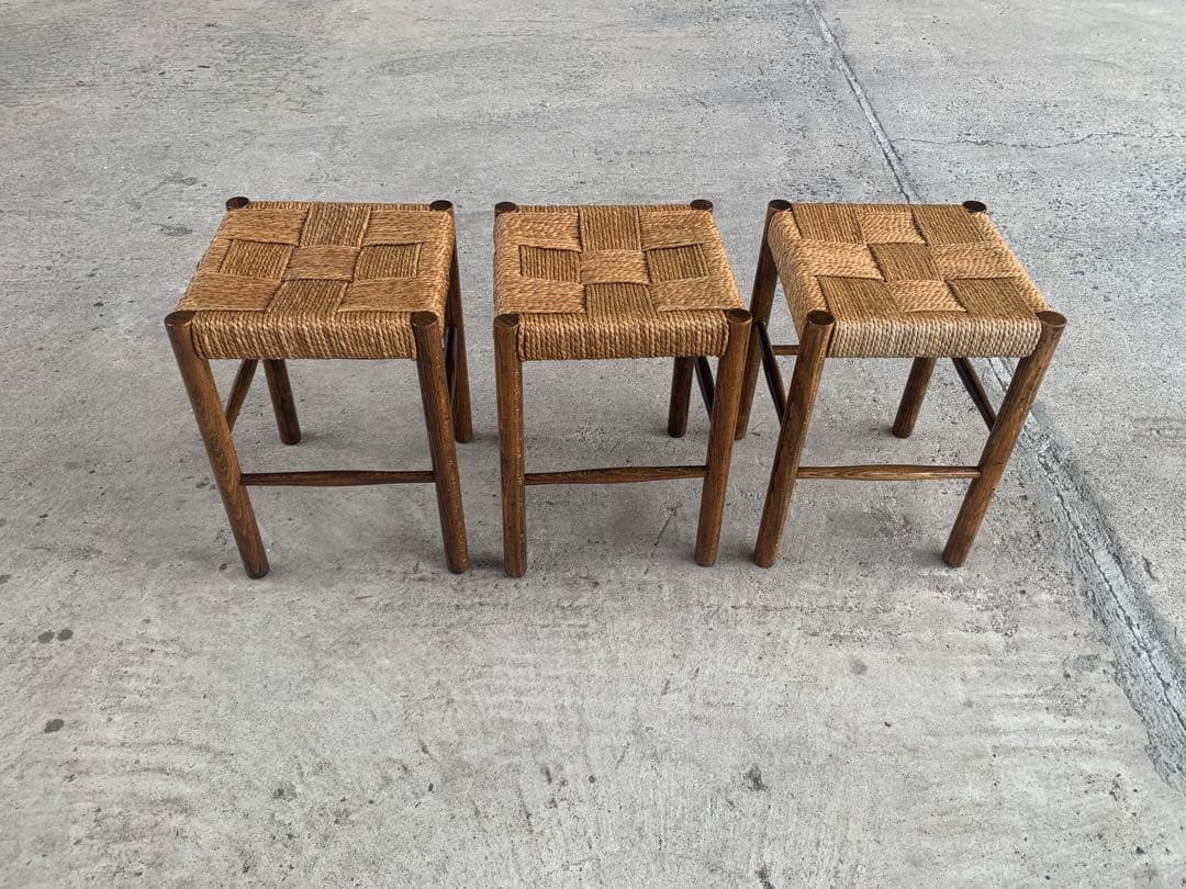 アンティーク ラッシュ スツール 縄編み チェア 民芸家具 椅子 No.3