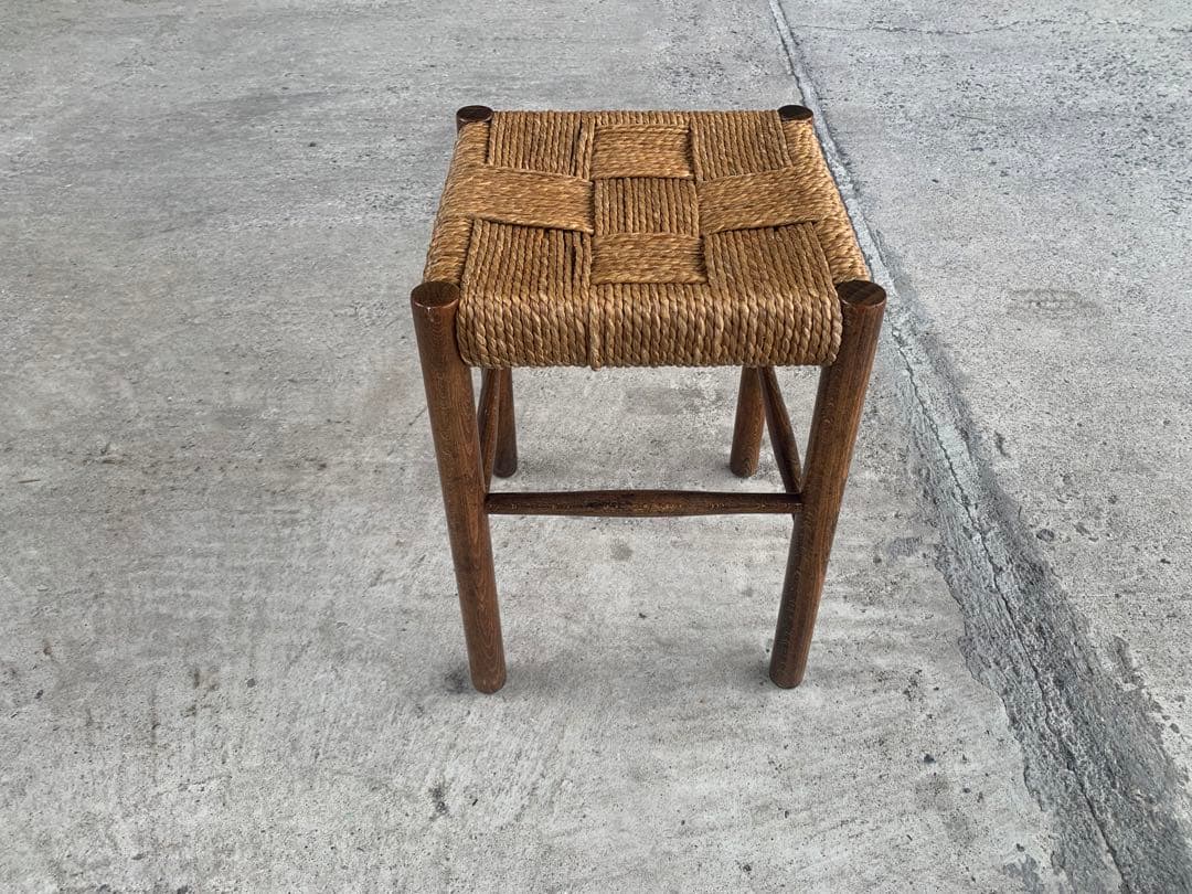 アンティーク ラッシュ スツール 縄編み チェア 民芸家具 椅子 No.3