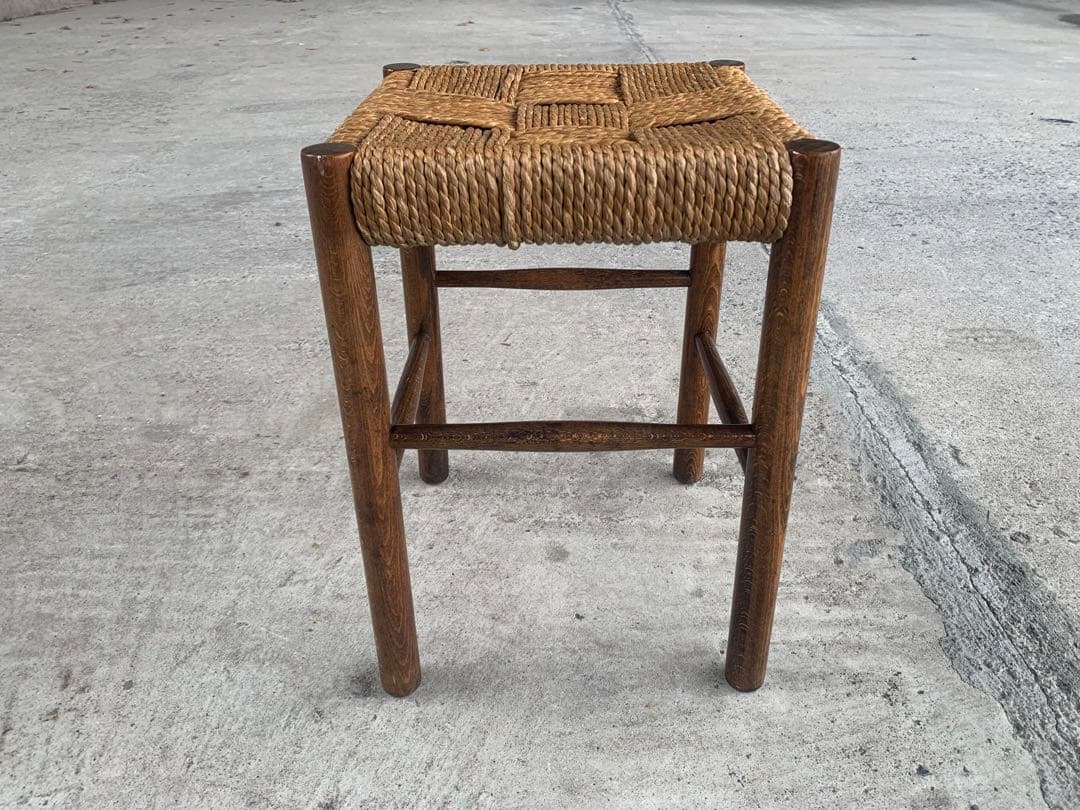 アンティーク ラッシュ スツール 縄編み チェア 民芸家具 椅子 No.3