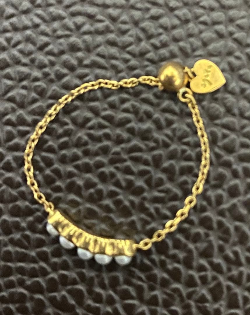 アガット　K18パールチェーンリング