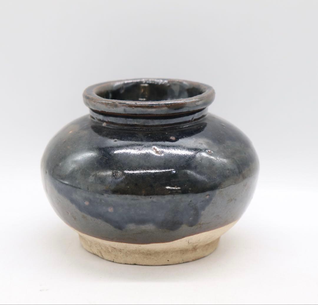 中国　明時代　黒釉壺　アンティーク　送料込み250901