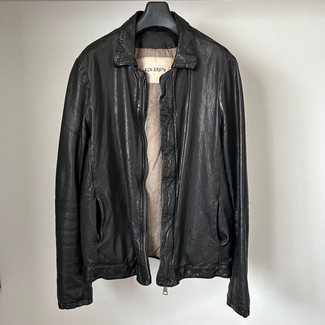 【美品】Giorgio Brato ブラックレザージャケット　50