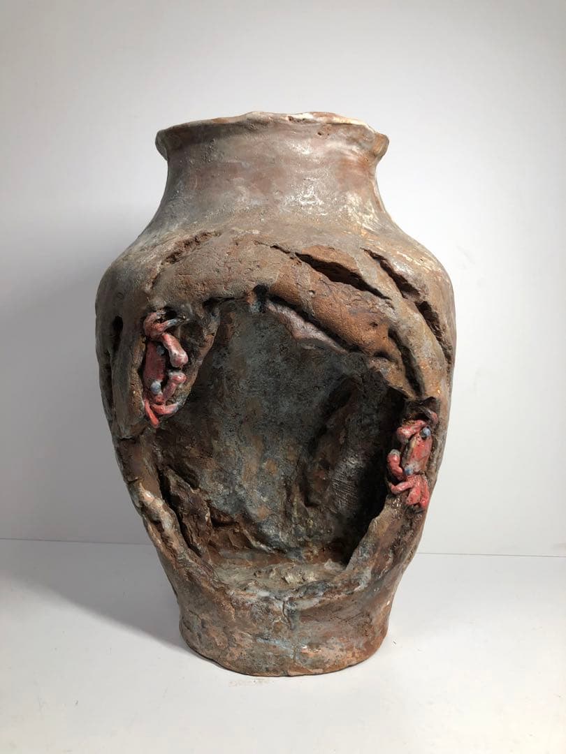 天神蟹　蟹細工　壺