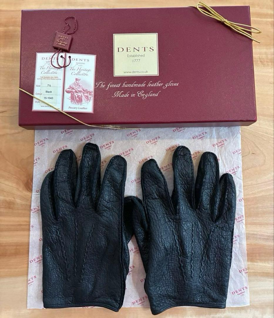 DENTS ペッカリー　７H メンズ　ブラック　裏地なし