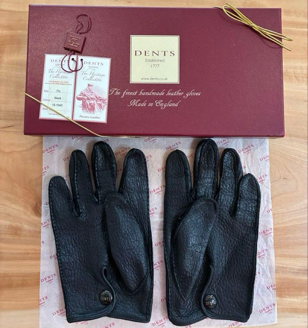 DENTS ペッカリー　７H メンズ　ブラック　裏地なし