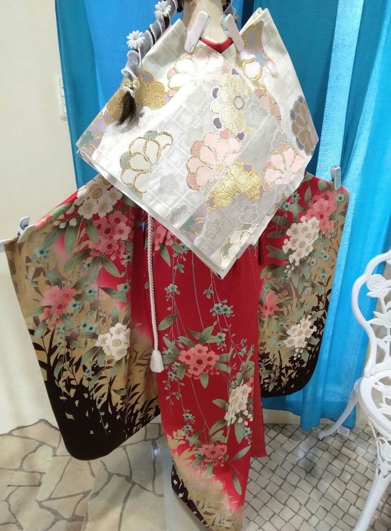 【専用】です❗正絹振袖成人式、重ね衿帯揚げ帯締め、西陣袋帯、襦袢、ガード加工