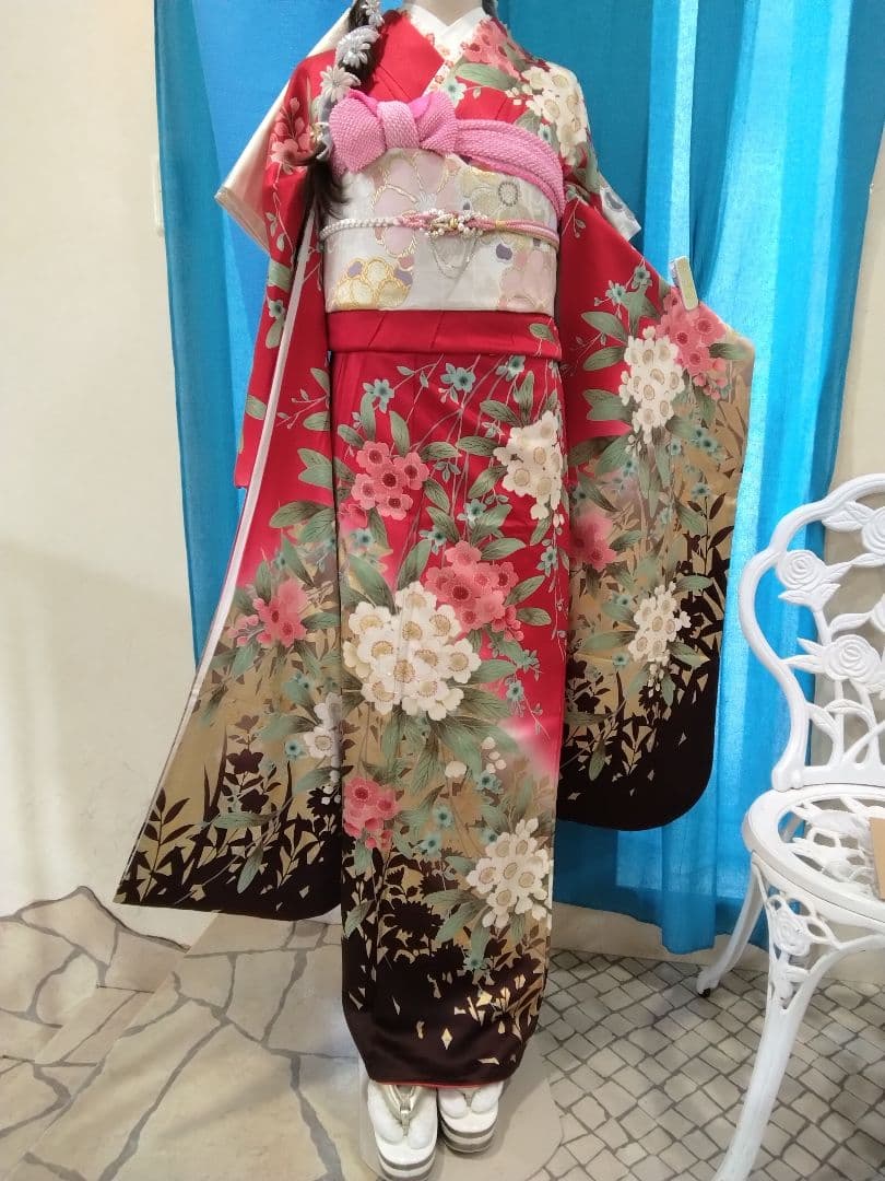 【専用】です❗正絹振袖成人式、重ね衿帯揚げ帯締め、西陣袋帯、襦袢、ガード加工