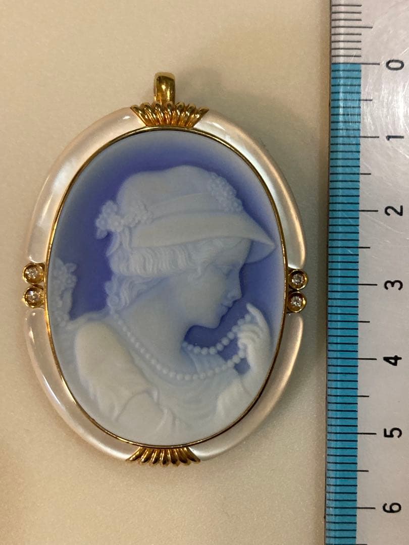 カメオブローチ K18 ダイヤ