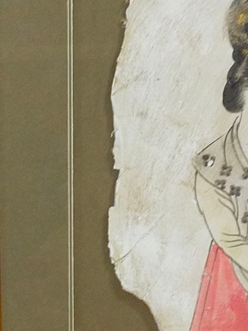 ♥中国　壁画　人物　額　①　ケース付き　骨董　古玩