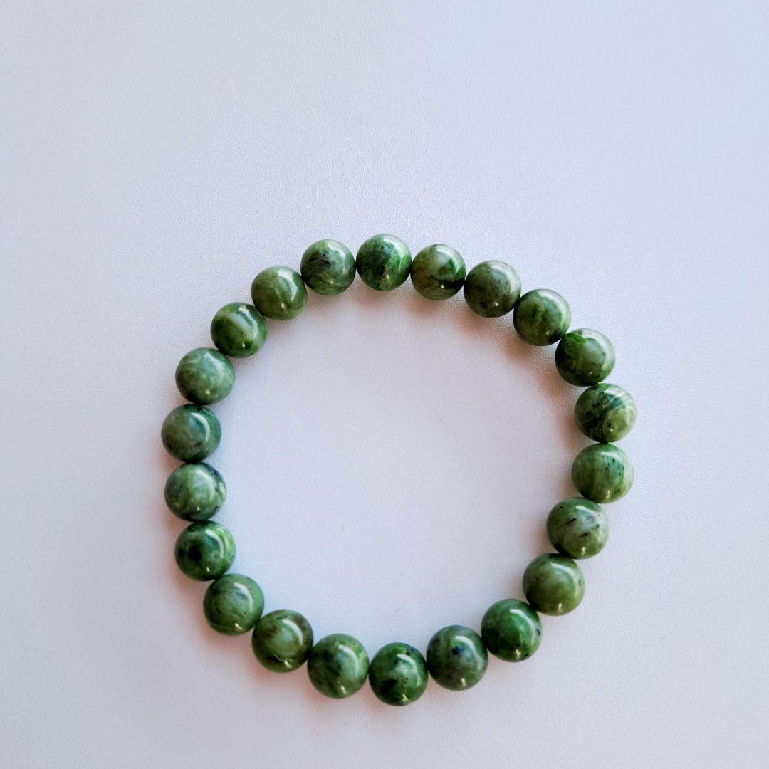 日本石 北海道 日高翡翠 深緑 8.7㎜ 国産ひすい