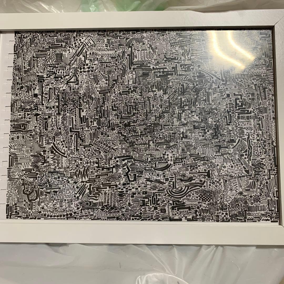 手描き、模様画、モノクローム