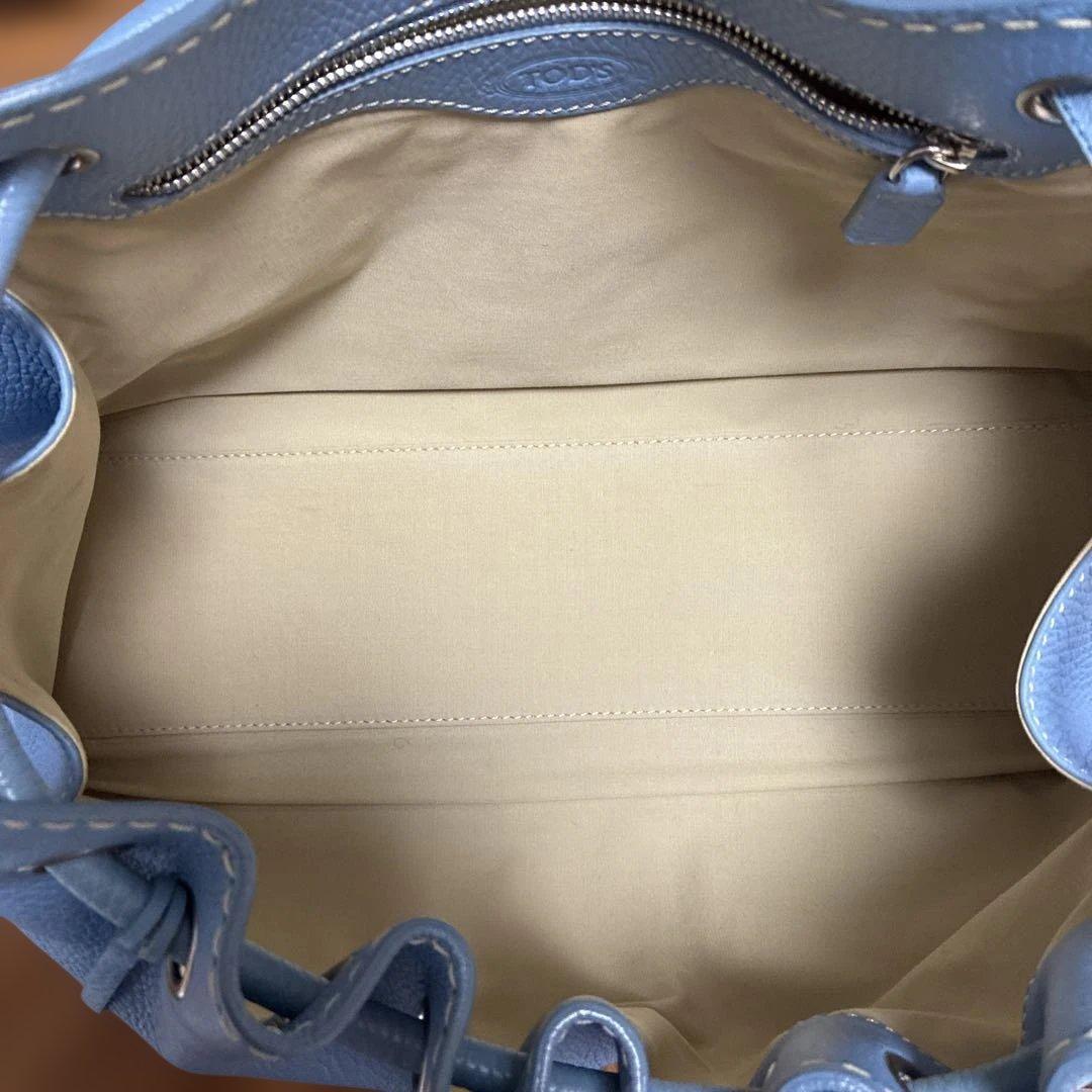 TOD'S 青 レザー ショルダーバッグ 保存袋付き