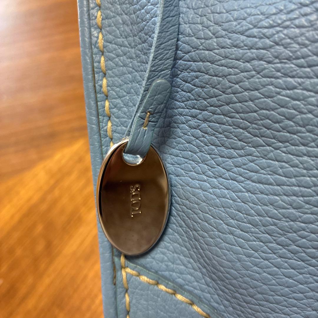 TOD'S 青 レザー ショルダーバッグ 保存袋付き