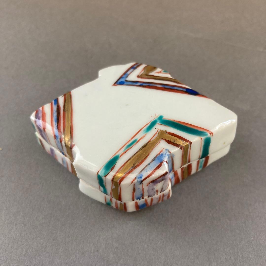 茶道具　香合ひし　金彩色絵　廣永窯　共箱　S151KG