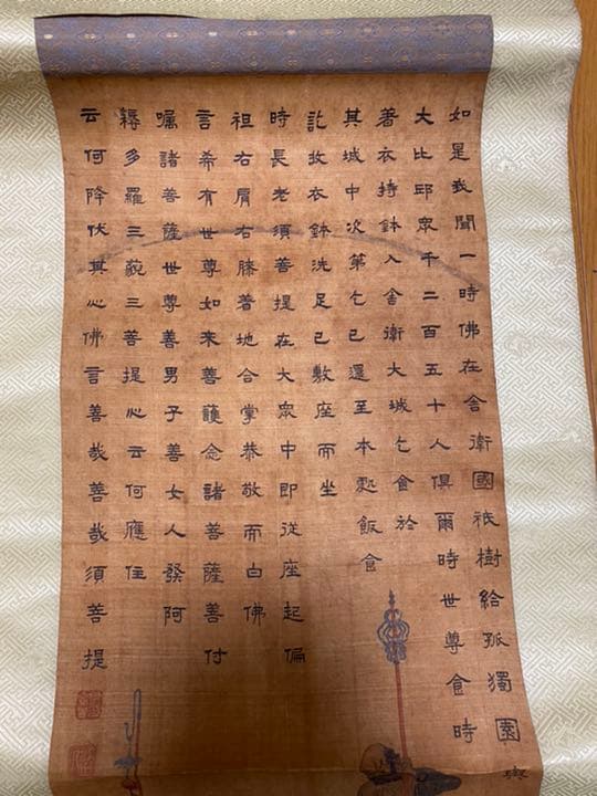 骨董品　仏画　絹本　掛軸　肉筆　美術品　サイズ30*77cm