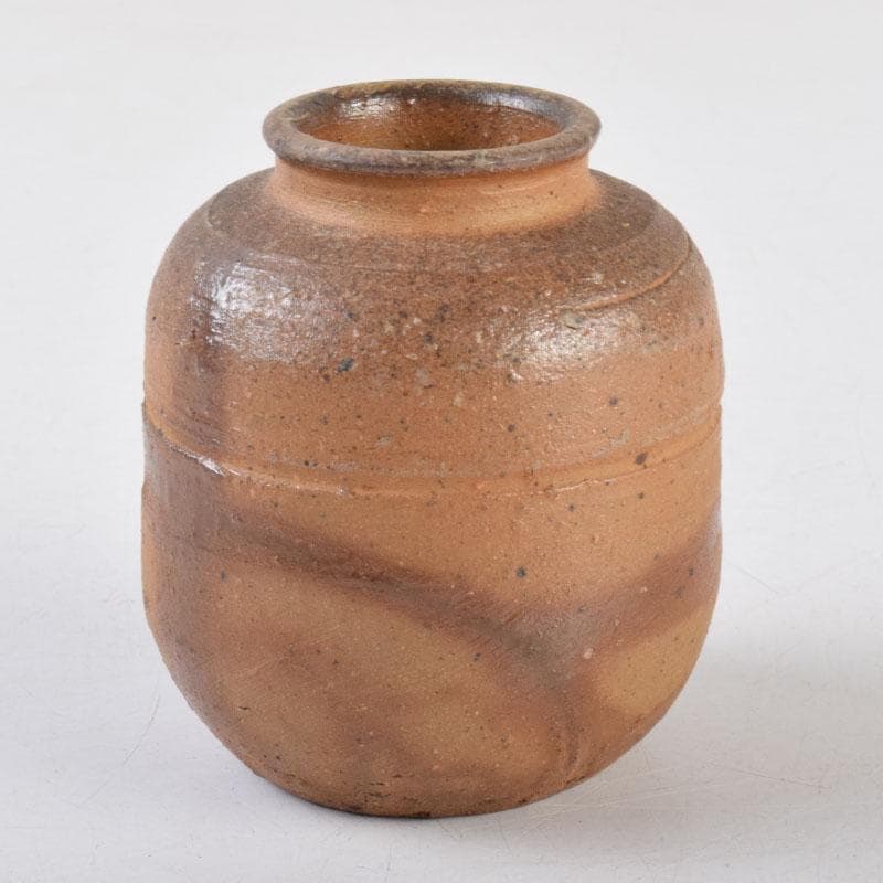 茶道具　備前焼　森宝山造　火襷　茶入　仕覆付　共箱　V　8595