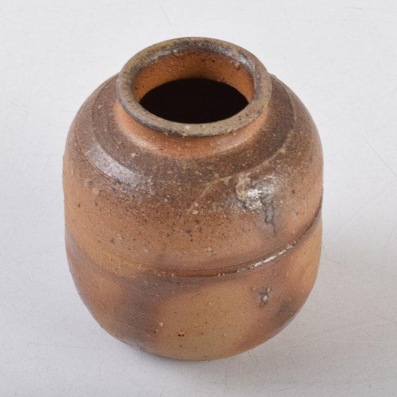 茶道具　備前焼　森宝山造　火襷　茶入　仕覆付　共箱　V　8595