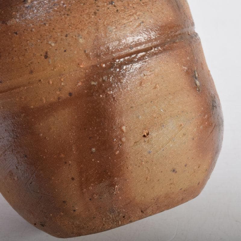 茶道具　備前焼　森宝山造　火襷　茶入　仕覆付　共箱　V　8595