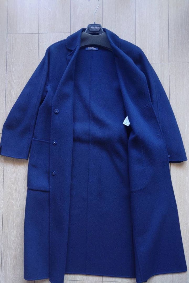 マックスマーラーネイビー チェスターコート ウエストベルト付きサイズ38 M